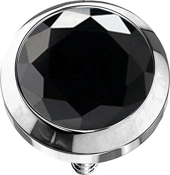 Produktbild Star Piercing Dermal Anchor silber mit Kristall schwarz (Chirurgenstahl 316L, ohne Messing)