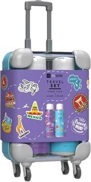 Hiskin Set Travel Mini Suitcase Hand Soap 75Ml + Hand Cream 75Ml Purple