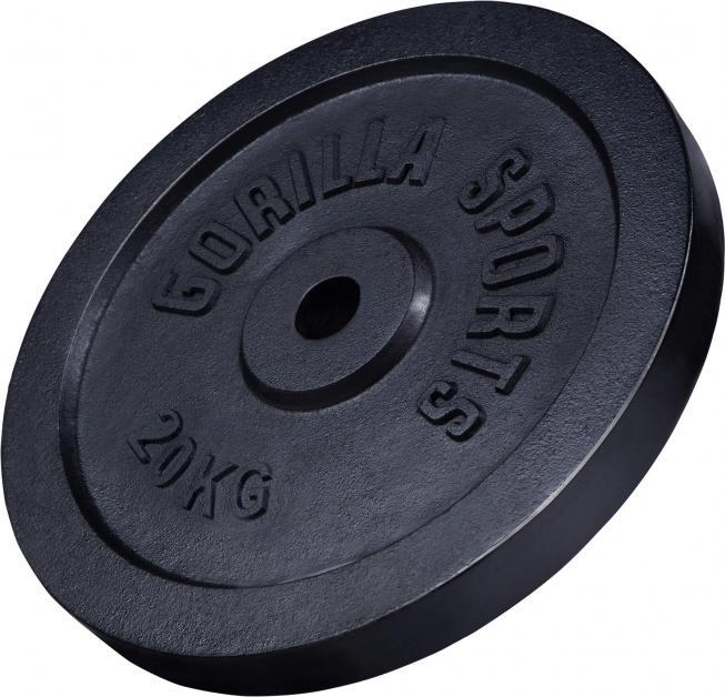 Immagine prodotto Gorilla Sports Piastra del peso in ghisa nera 1,25-15 KG (1 x 20 kg)