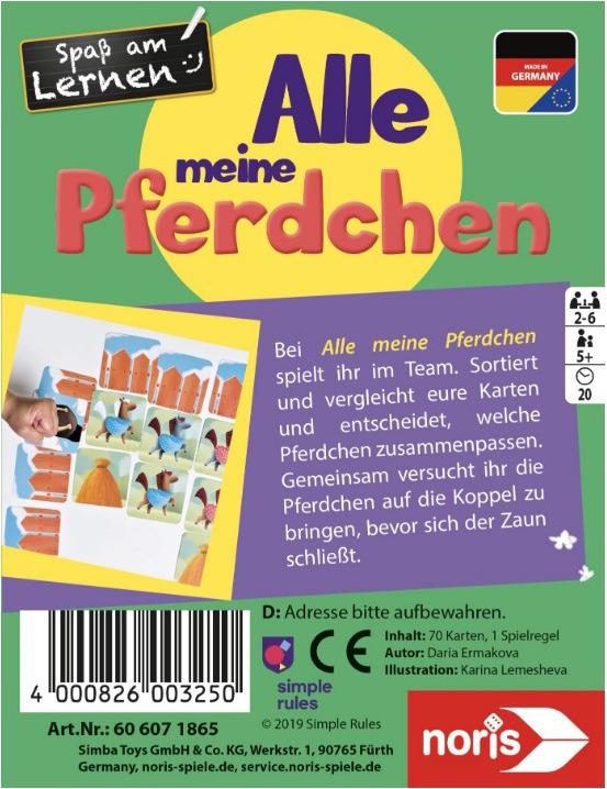 Actual product image Noris NOR71865 - Fun in learning: All my horses, learning game, 2-6 players, ages 5+ (DE edition) (German)