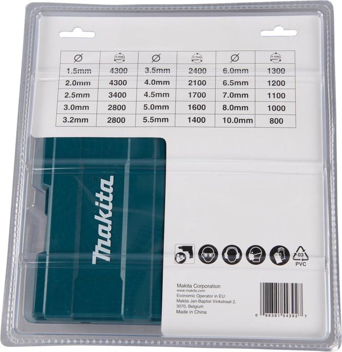 Produktbild Makita Bohrer-Set 19tlg (1.5, 2.0, 2.5, 3.0, 3.2, 3.5, 4.0, 4.5, 5.0, 5.5, 6.0, 6.5, 7.0, 8.0, 10.0 mm)