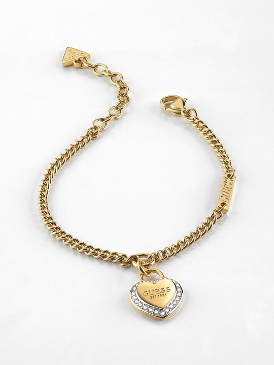 Produktbild Guess Armkette FINE HEART Edelstahl (19 cm, Edelstahl, 95% Edelstahl, 5% Kristalle)