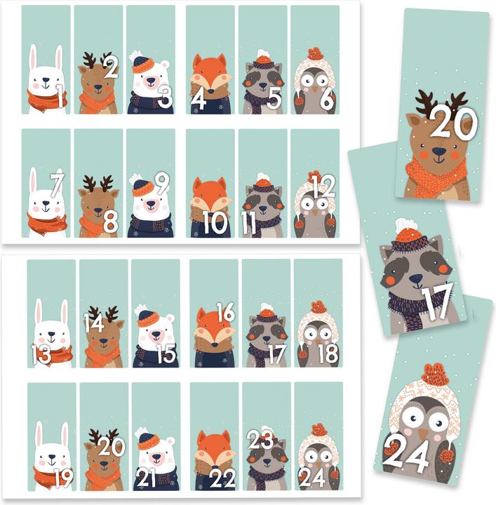 Image du produit Papierdrachen 24 autocollants de chiffres pour le calendrier de l'Avent, design n° 61