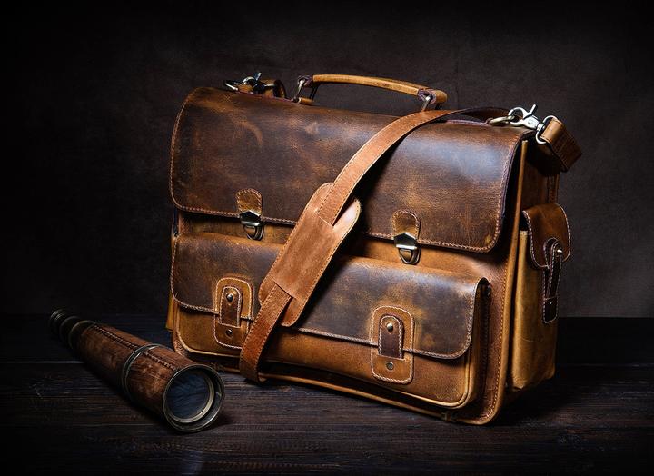 Produktbild Only-Bags.Store Echtes Leder Aktentasche, Laptop Tasche, Büro Umhängetasche, Messenger Bag, Weihnachtsgeschenk