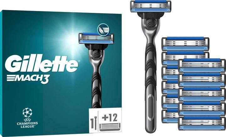 Actual product image Gillette Mach3 System Blades 12 + Handpiece "UEFA Champions League" Online Shipping Variant (1 x)