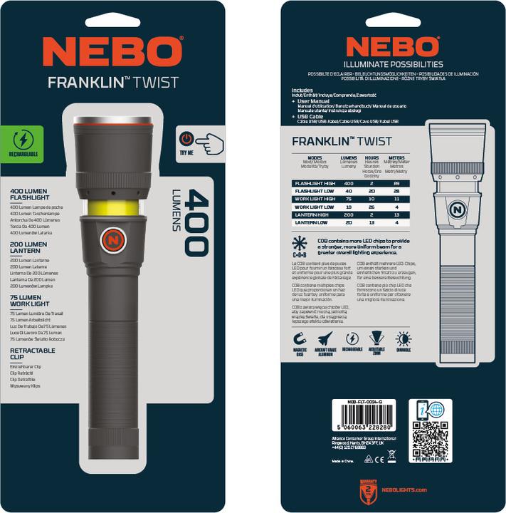 Actual product image Nebo Franklin Twist Rc (17.90 cm, 400 lm)