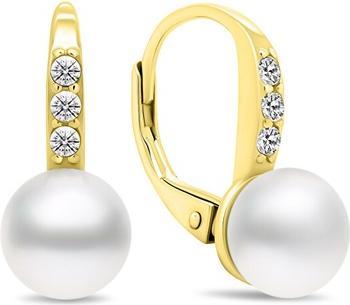 Actual product image Brilio Silver - Charming gold-plated earrings with pearls and zircons EA385Y