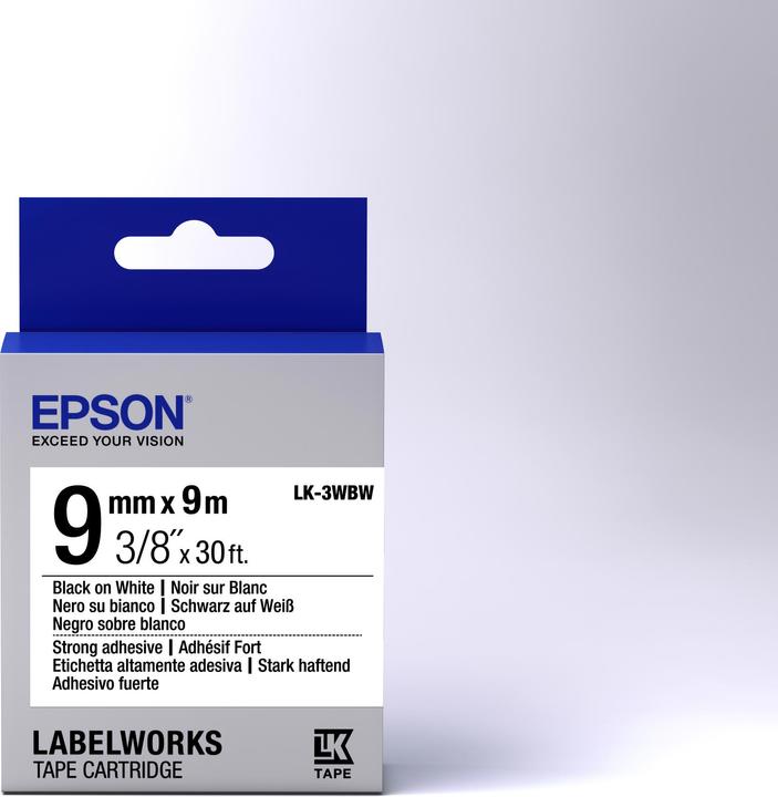 Actual product image Epson Label Cassette Lk-3wbw (0.90 cm, Black)