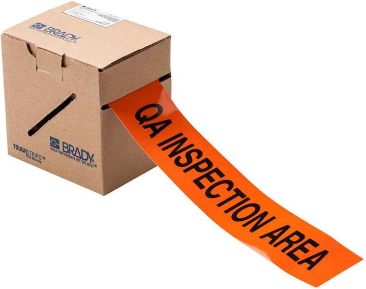Image du produit Brady TS-76.20-514-EN-QA INSP-OR-RL, ToughStripe, bandes de marquage au sol, polyester, noir sur orange