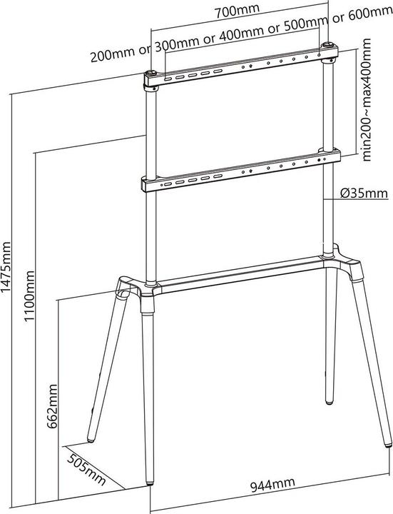 Image du produit Nedis Support TV au sol 60 - 75 " poids maximum supporté par l'écran : 40 kg Design scandinave A (75", 40 kg)