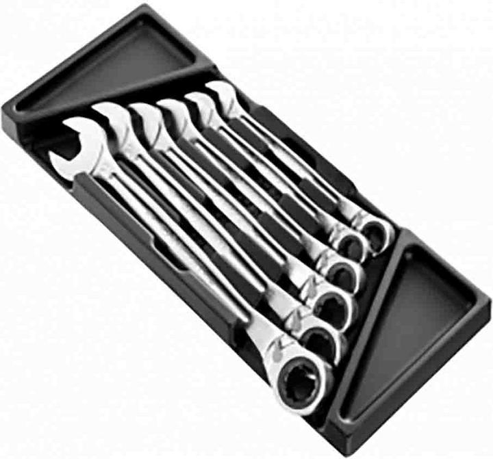 Facom Ratchet ring/fork wrench set, 21.0 mm, 22.0 mm, 24.0 mm, 27.0 mm, 30.0 mm, 32.0 mm, 6-piece