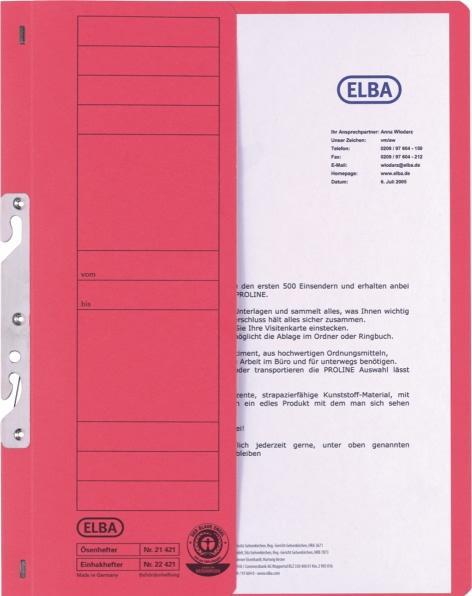 Actual product image Elba Cardboard hook-in binder, red, authority stapling half front cover (A4, 1 x)