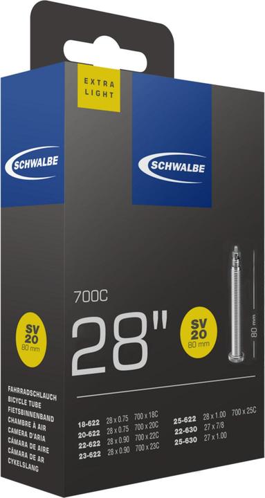 Actual product image Schwalbe EXTRA LIGHT 700x18/25c Presta 80mm (Presta (SV), 28", 80 mm)