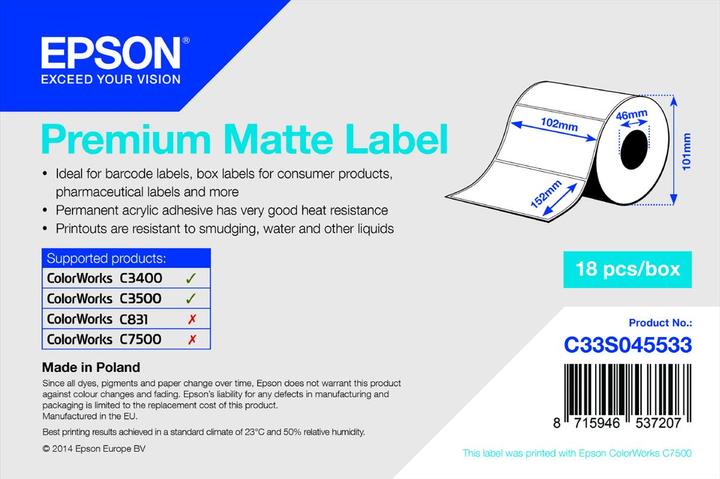 Immagine prodotto Epson Etichetta Premium per tappetini 102 mm x 152 mm