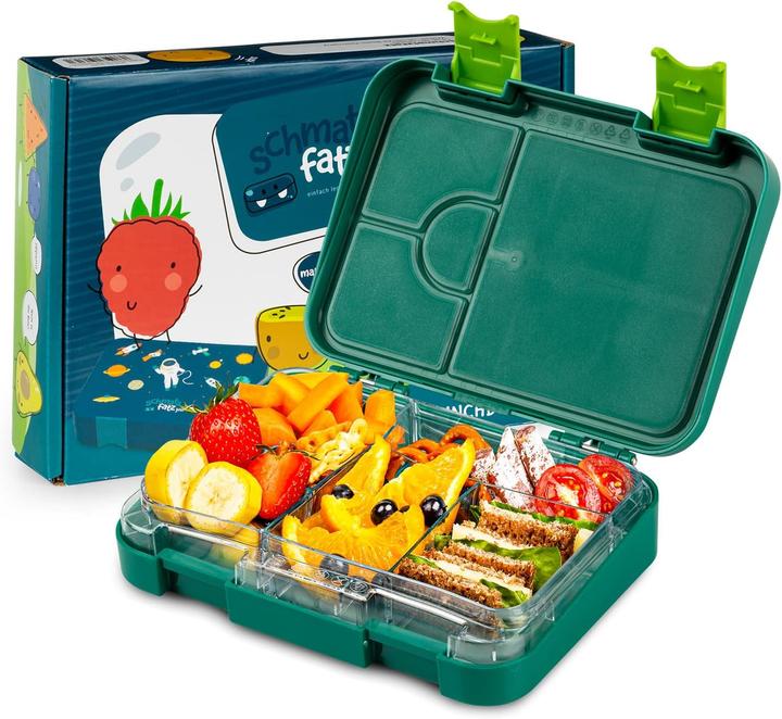 Actual product image Schmatzfatz Junior Kids Lunch Box with Compartments Green Jungle