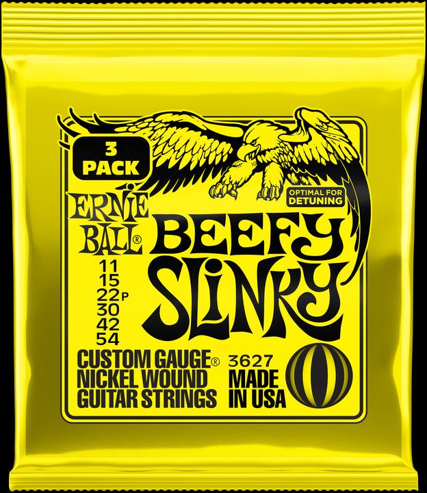 Ernie Ball Set di corde, Slinky Nickel, Beefy 11-54, confezione da 3 pezzi (6 x, Chitarra elettrica, 0.05")