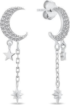 Brilio Silver - Elegant silver jewelry set with pearls SET237W (earrings. pendant)