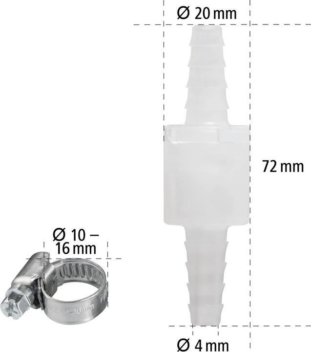 Produktbild Xavax Rückschlagventil, mit 2 Schlauchschellen, für max. Ø 10 mm