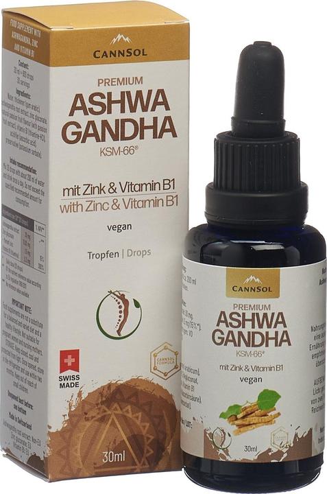 Produktbild Cannsol Premium Ashwagandha KSM-66 mit Zink und Vitamin B1 Tropfen (1 Stück, Öl)