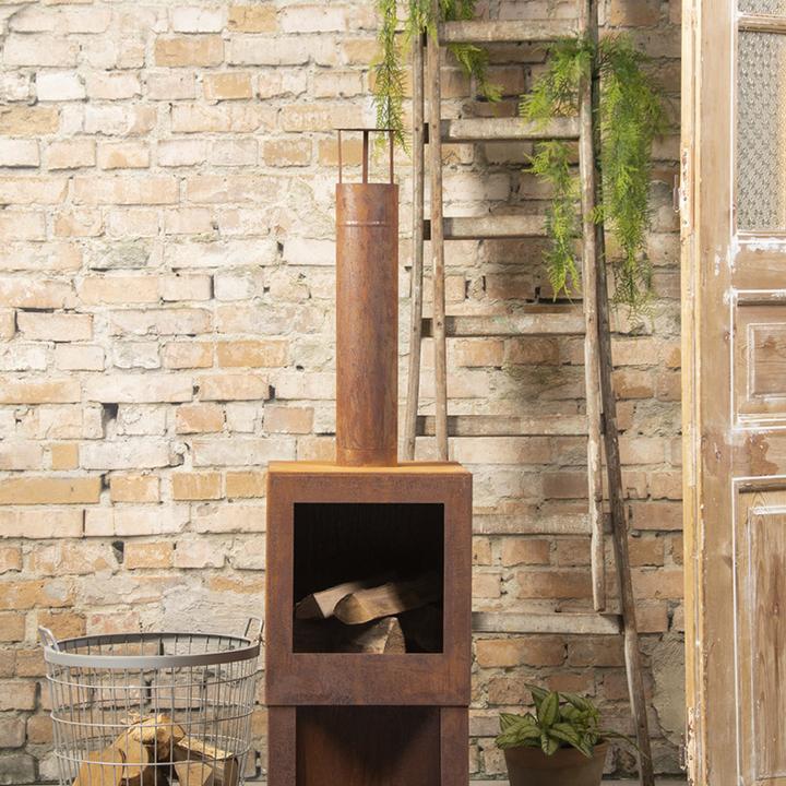 Image du produit Esschert Design Terrassenofen mit Holzlager, Rostbraun