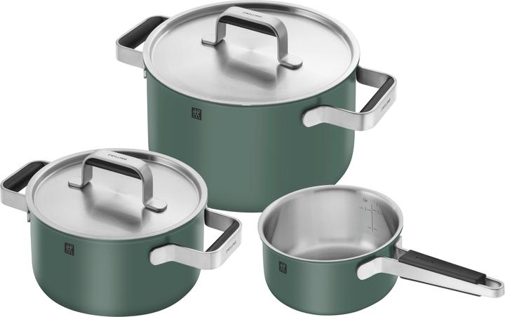 Produktbild Zwilling 3tlg. Pure Kochgeschirrset Grün (Pfannenset + Topfset, Edelstahl)