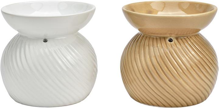 G. Wurm Duftlampe aus Keramik beige, weiss 2-fach, (B/H/T) 10x11x10cm