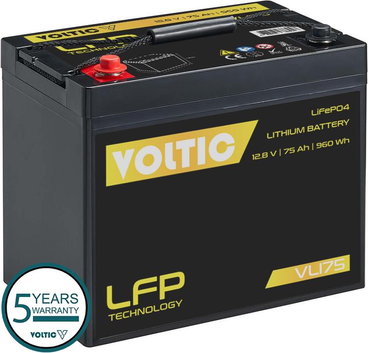 Voltic VLI75 LiFePO4 Lithium Versorgungsbatterie (12 V, 75 Ah)