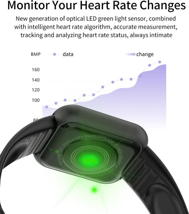 Image du produit PhoneLook Smart Watch FitPro Y68 Montre connectée avec écran tactile et programmes de sport / fitness