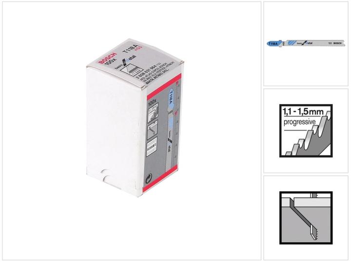 Image du produit Bosch Professional Zubehör Lame de scie sauteuse T 118 A Basic for Metal, pack de 100