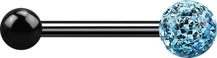 Produktbild Star Piercing Barbell schwarz mit Kugel und Kristallkugel aqua Epoxy Schutzschicht (Titan G23, ohne Messing)