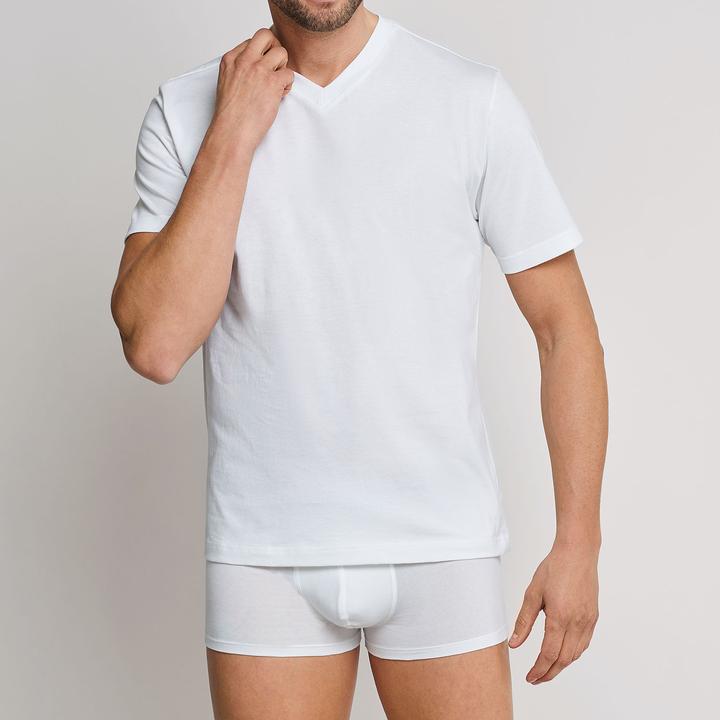Image du produit Schiesser Lot de 2 t-shirts américains pour hommes avec col en V, 100% coton (S)
