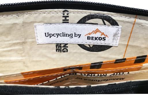 Actual product image Bekos Upcycling - Zipper Purse from Recycled Cement Bags Camel