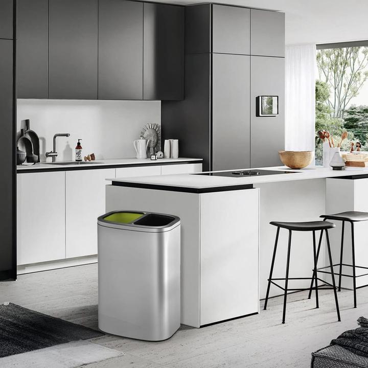 Image du produit EKO Système de tri des déchets OLI-Cube Open Top Bin 2 x 20 L acier inoxydable brossé, avec entrée (40 l)