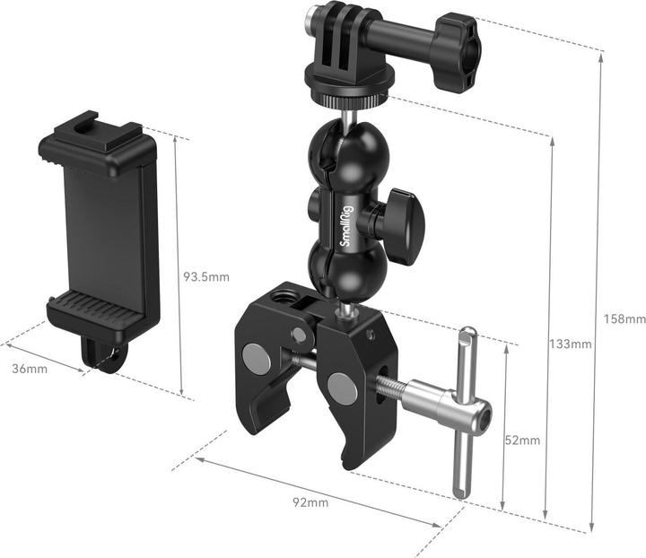 Produktbild SmallRig Klemmhalterung Super Clamp mit Kugelkopf Magic Arm (Diverses Video Zubehör)