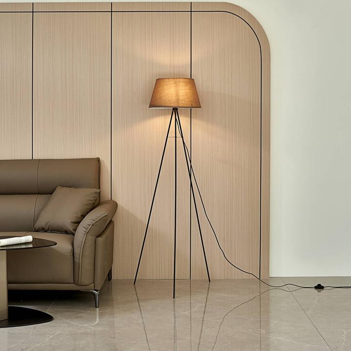 Image du produit Elc Elsika Tripod lampe sur pied, abat-jour en tissu, blanc (E27)