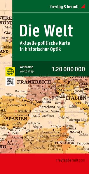 Image du produit Carte du monde : carte actualisée en style antique, 1:20 000 000, poster en métal, freytag & bern