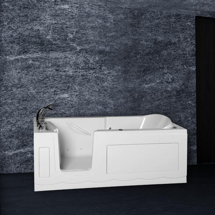 Image du produit PureHaven Baignoire senior 170x75 cm Siège et hydromassage avec jets de massage Porte intégrée pour un accès (75 cm, 170 cm)