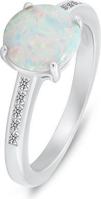 Actual product image Brilio Silver - Charming silver ring with opal and zircons RI107W - Circuit: 56 mm (56)