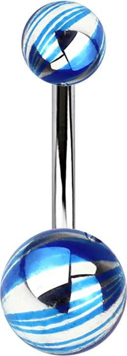 Star Piercing Banane silber mit zwei Kugeln blau elektrisch Beschichtet (Chirurgenstahl 316L, ohne Messing)