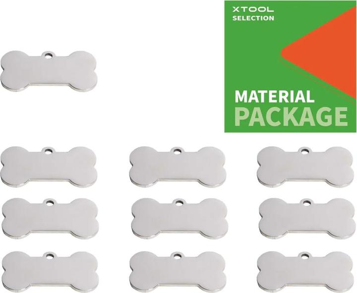 XTool Étiquette pour chien en acier inoxydable en forme d'os - 10 pcs