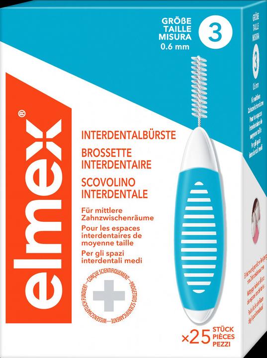 Elmex Interdentalbürsten, 25 Stück: blau, Gr. 3 (25 x, 3 mm)