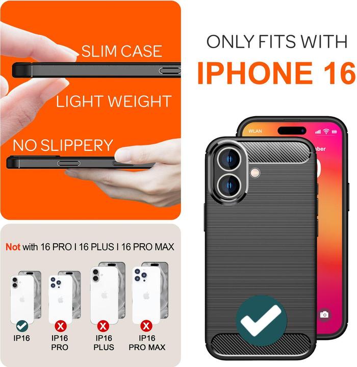 Actual product image Nalia Carbon look silicone cover (Apple iPhone 16)