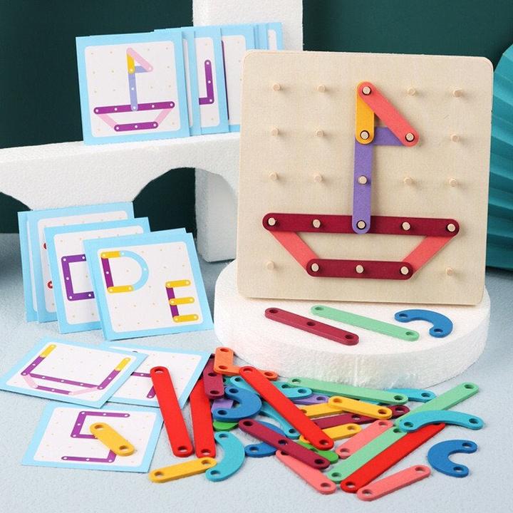 Produktbild Activity Board Motorikspielzeug, Baby Kreativspielzeug, Grafik Geometrische Stecktafel, Puzzle mit Karten für