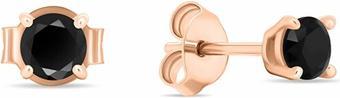 Actual product image Brilio Silver - Gold-plated stud earrings with black zircons EA580YBC - Diameter: 0.6 cm