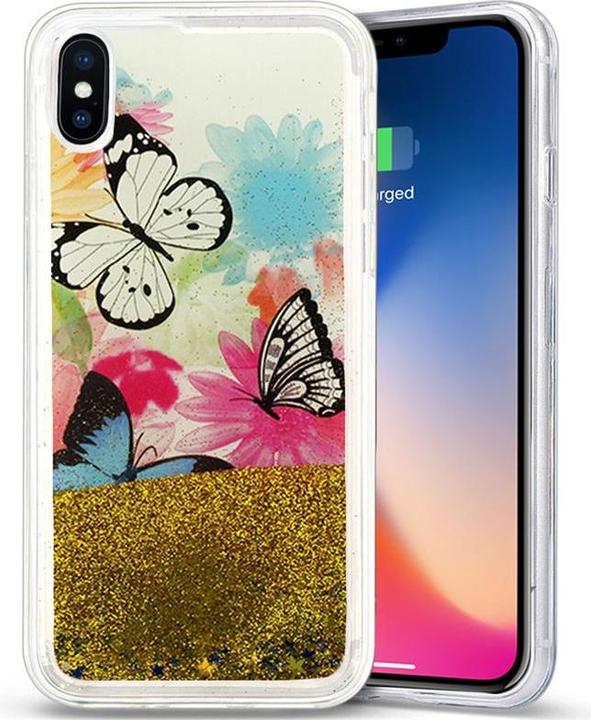Zizo Liquid Glitter Star Case - iPhone X case (butterflies) (Apple iPhone X)