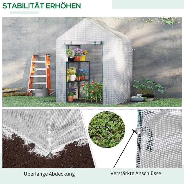 Actual product image Outsunny Foil greenhouse with flower shelves