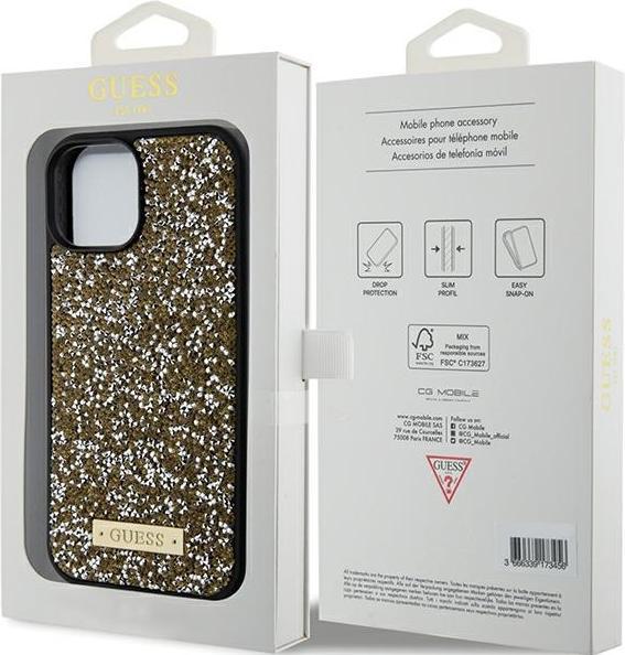 Produktbild Guess GUHCP15SPFGSBSD iPhone 15 6.1" żółty/yellow hardcase Rhinestone Metal Logo (Apple iPhone 14, Apple iPhone 15, Apple iPhone 13)