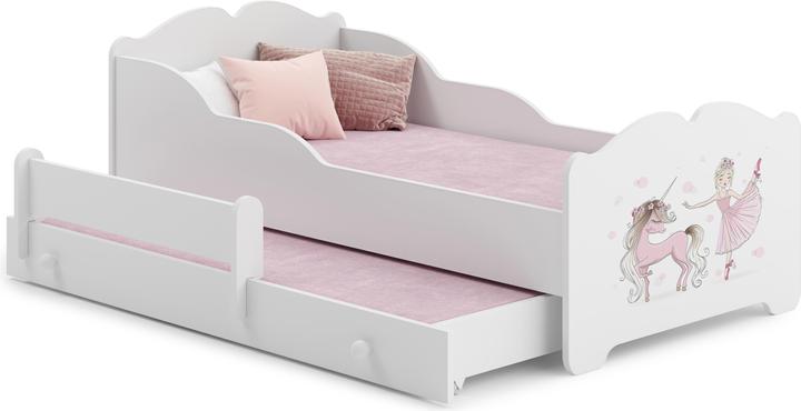 Produktbild ADRK Furniture Doppelbett mit Matratzen XIMENA II BALLERINA WITH UNICORN 160x80 (160 x 80 cm)