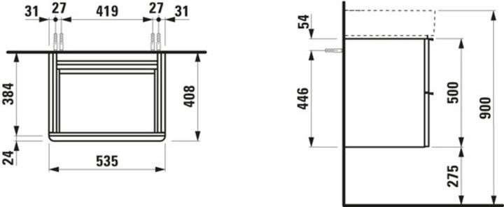 Actual product image Laufen Space for Val vanity unit, 2 drawers, soft-close, 535x410mm, H410122160 (53.5 x 41 x 57.5 cm)
