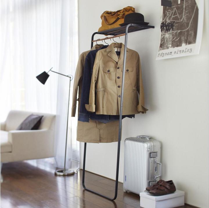 Actual product image Yamazaki Leaning coat rack with shelf TOWER